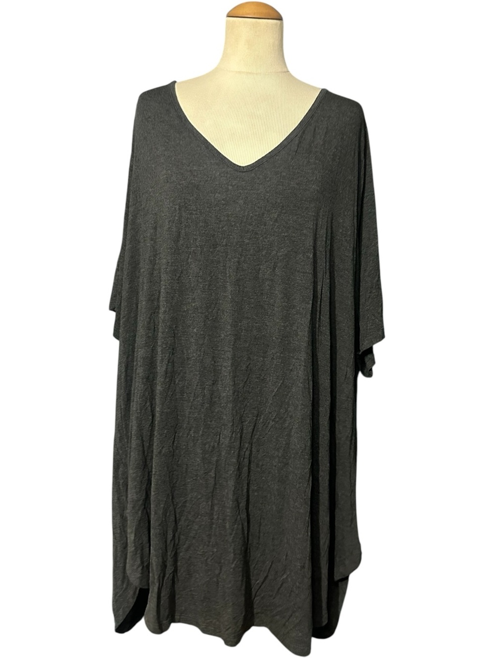 Torrid Super Soft Knit Relaxed V-Neck Tunic Top Charcoal Size 6X
